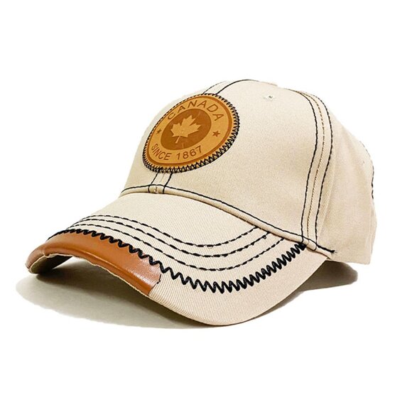 Variety To Go Canadian Baseball Hat, 100% Cotton Maple Leaf Hat (2061 Beige) - Picture 2 of 7